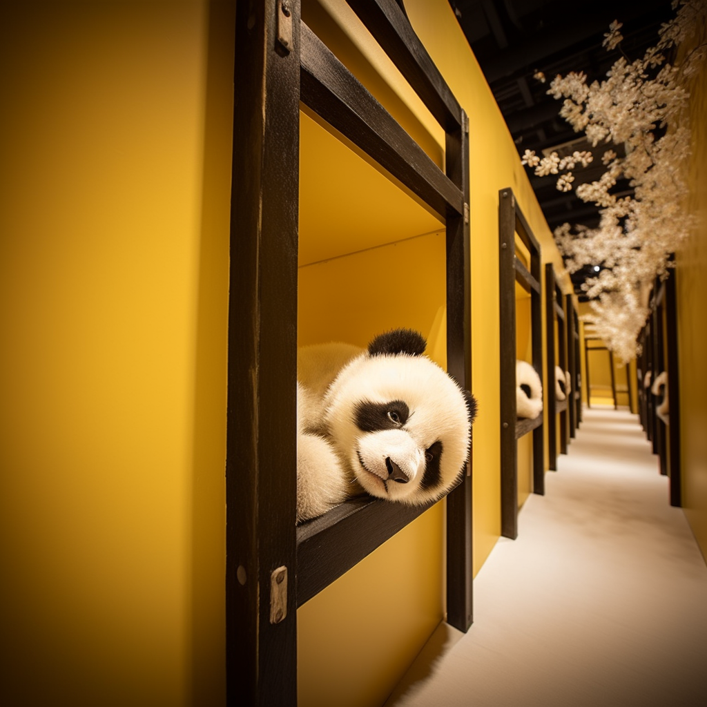 Capsule Hotel Tips - Panda enjoying his stay at a capsule hotel