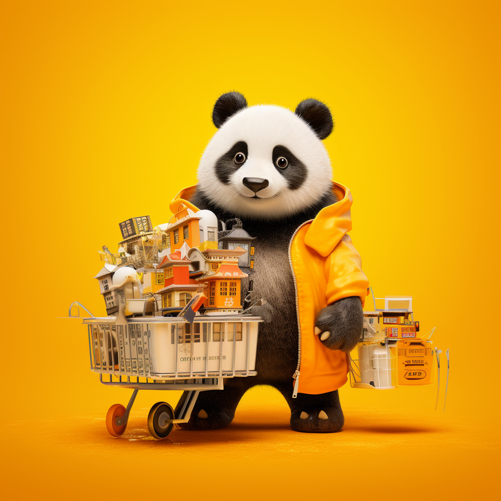 Cute Panda buying a capsule hotel