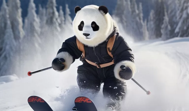 Panda skiing in Grouse Mountain Vancouver