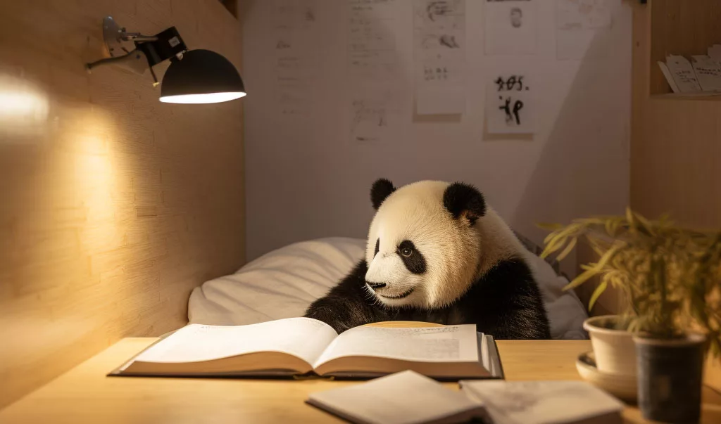 Panda Studying Inside Panda Pod