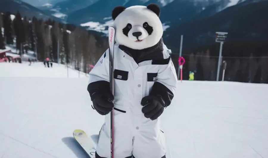 A cute panda skiing in whistler